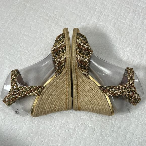 Colin Stuart neutral crochet ankle strap Espadrilles wedges size 7.5 - Picture 7 of 15